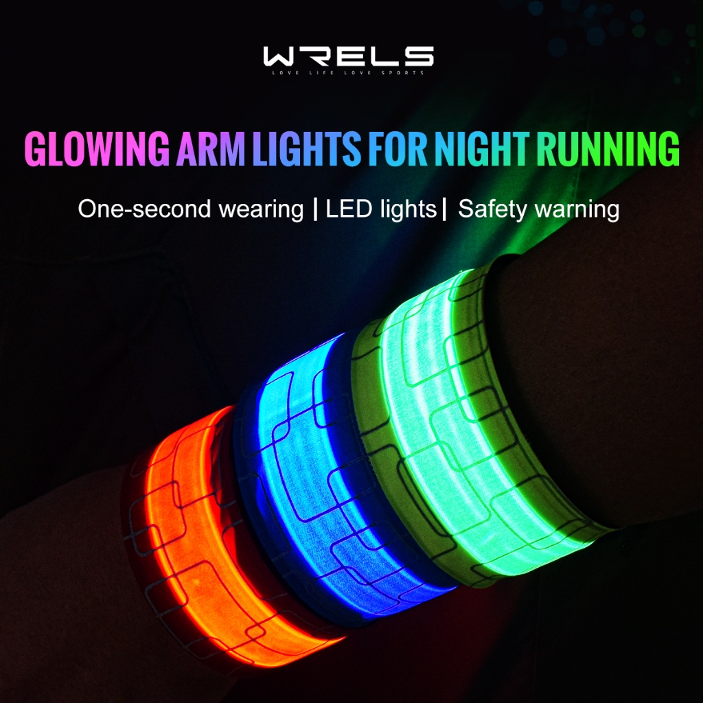 WRELS LED Running Armband Reflective Lightweight Cycling Warning Wrist ...