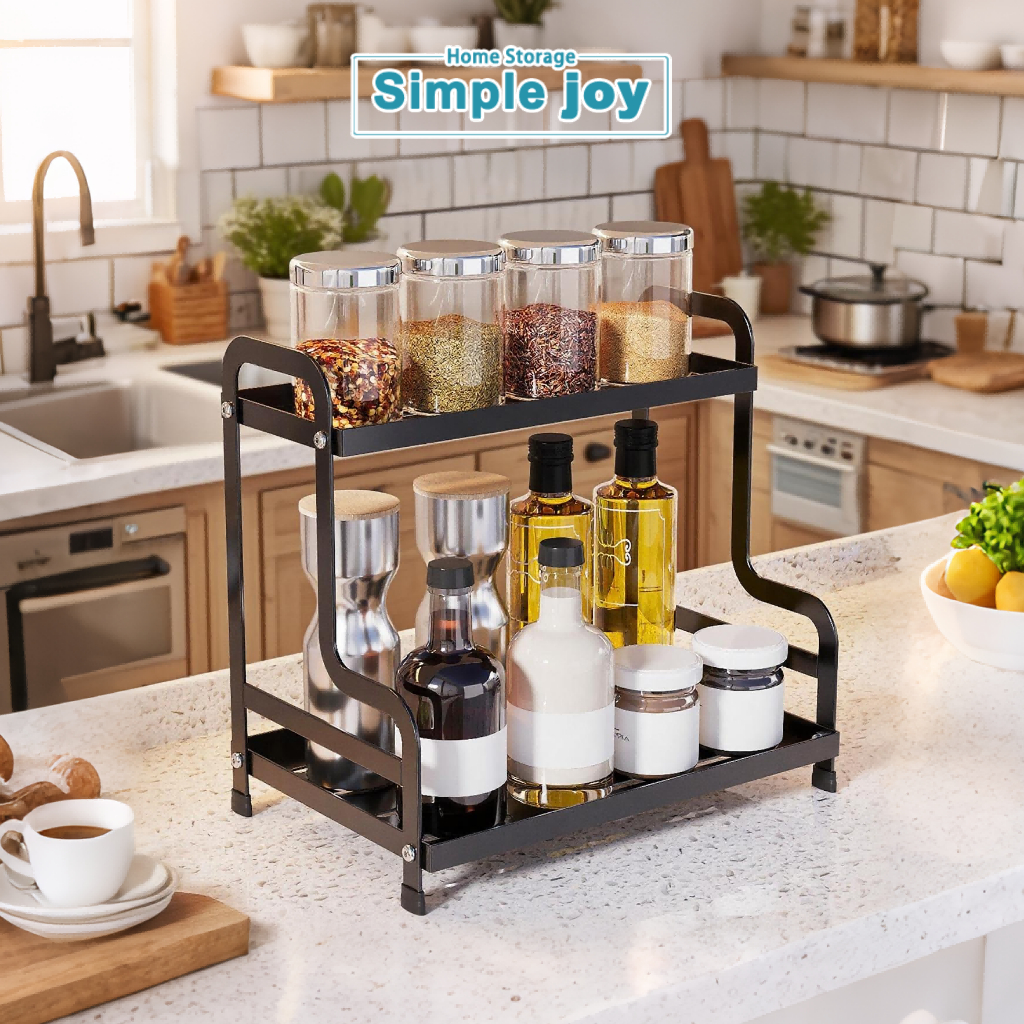 SimpleJoy Spice Rack Double Layer Storage Condiments Rack Cosmetics ...