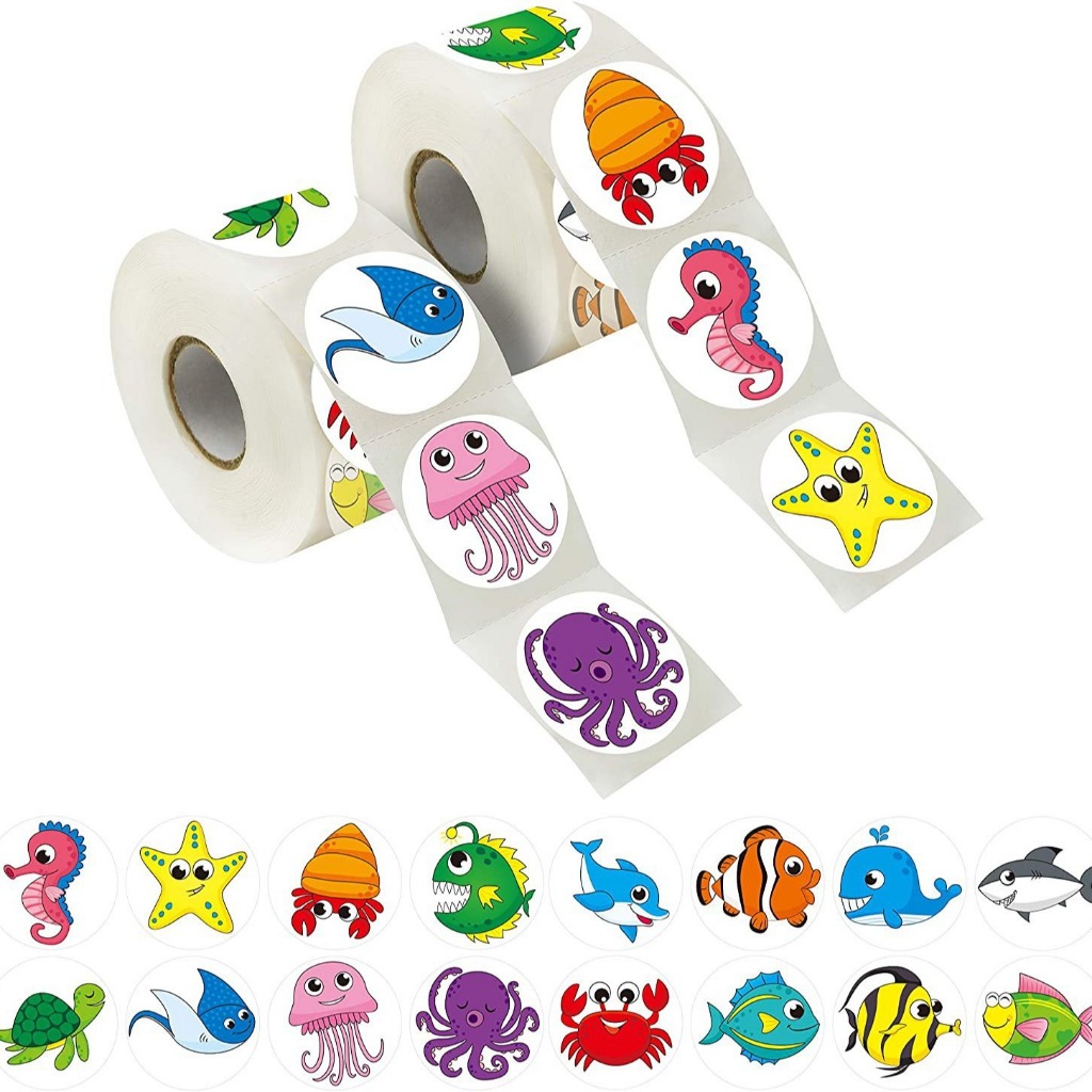 500 PCS Round Animal Stickers 8 Designs Cute Land Animals Teacher ...