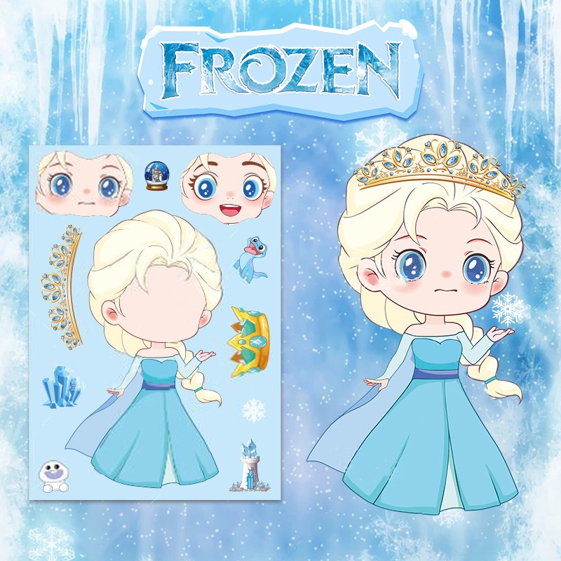 6/8PCS Frozen - Elsa Princess Dress Up Sticker Children's Fun Toy DIY ...