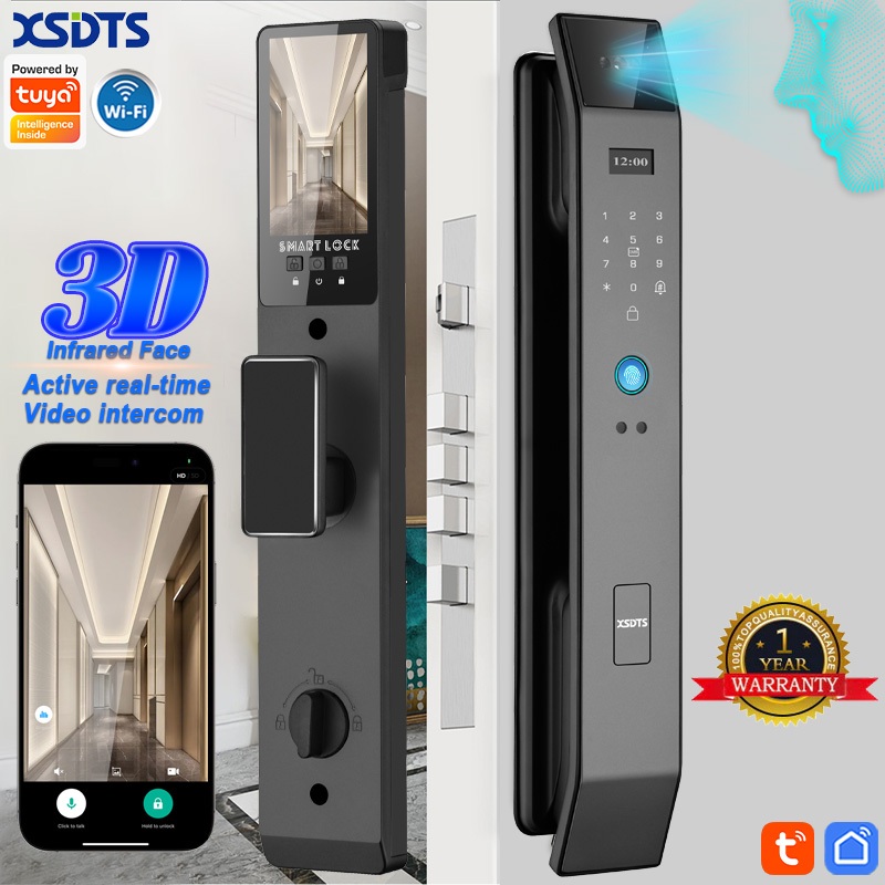 Tuya 3D Face Real-time Intercom Smart Door Lock Security Camera ...
