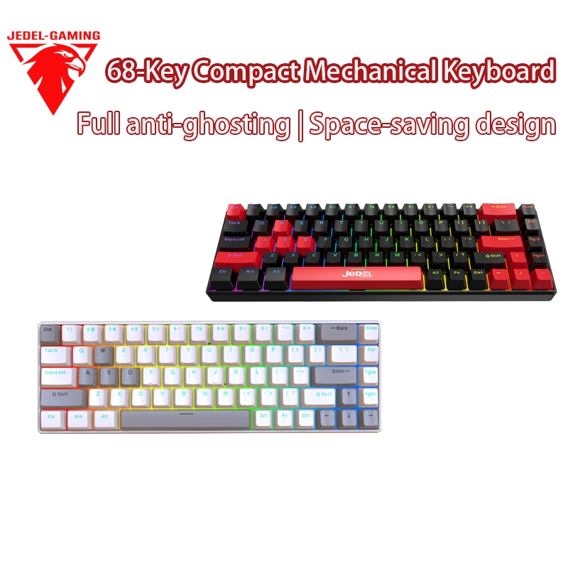 68 Keys Wired Mechanical Keyboard with 13 Extra Keycaps, Drinkey Red ...