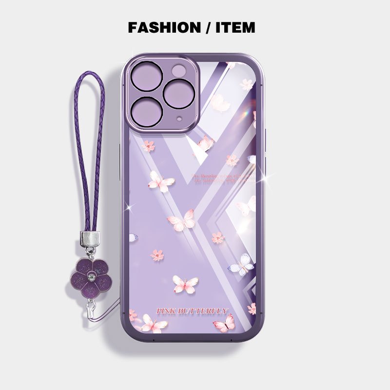 YBD Phone Case For iPhone 11 Pro Max 12 Pro Max 13 Pro Max Korean Style  Smudged Butterfly Transparent Shell