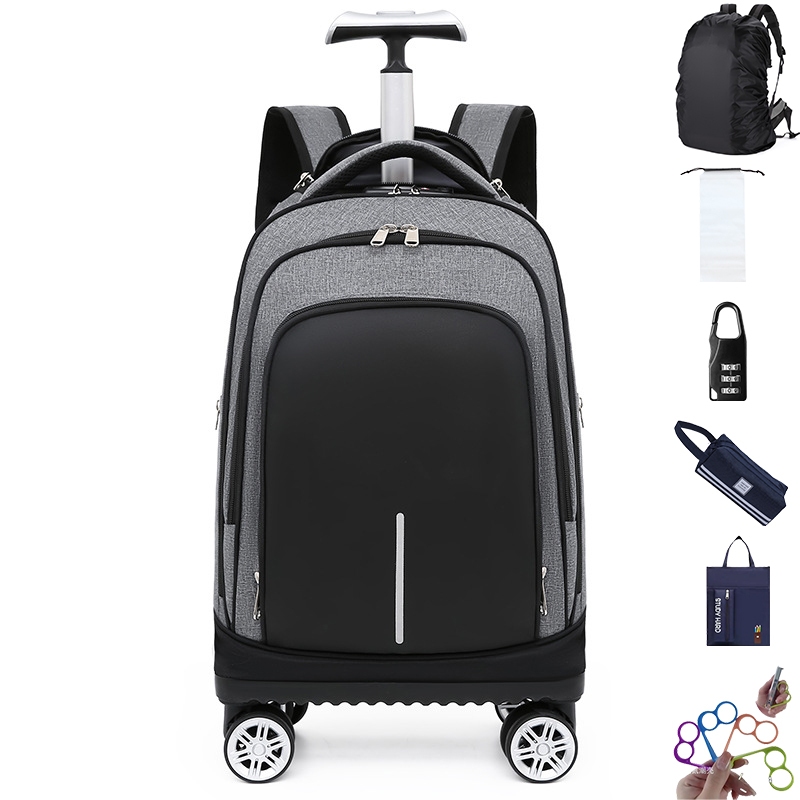 Business Trolley Bag Trolley School Bag【Free gifts】 Universal Wheel Travel  Backpack Can Trail Can Push Flat Travel Boarding Business Travel Backpack