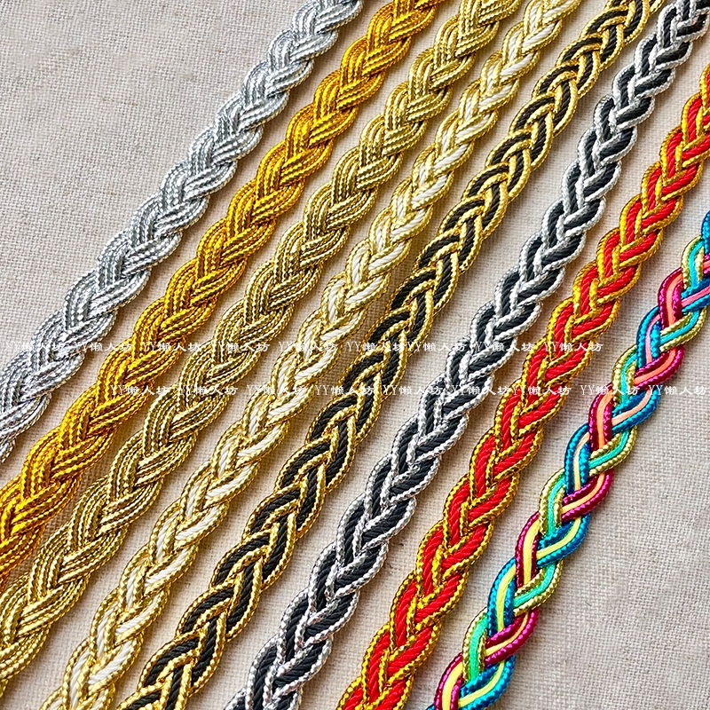 11mm Gold Silver Red Black White Rope Three-Strand Braided Lace Ribbon ...