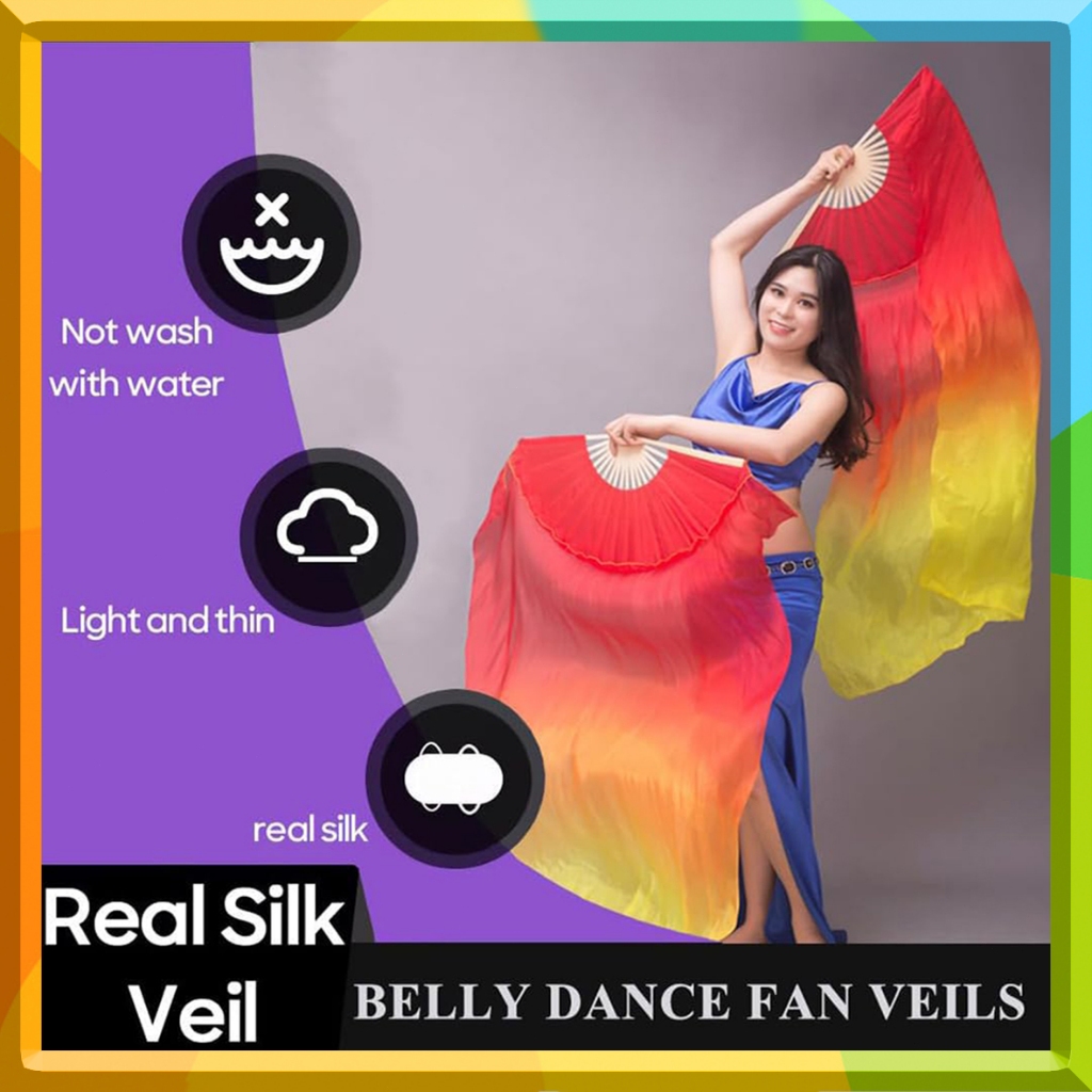 120CM Long Belly Dance Fan | Multicolor Performance Fans | Elegant ...