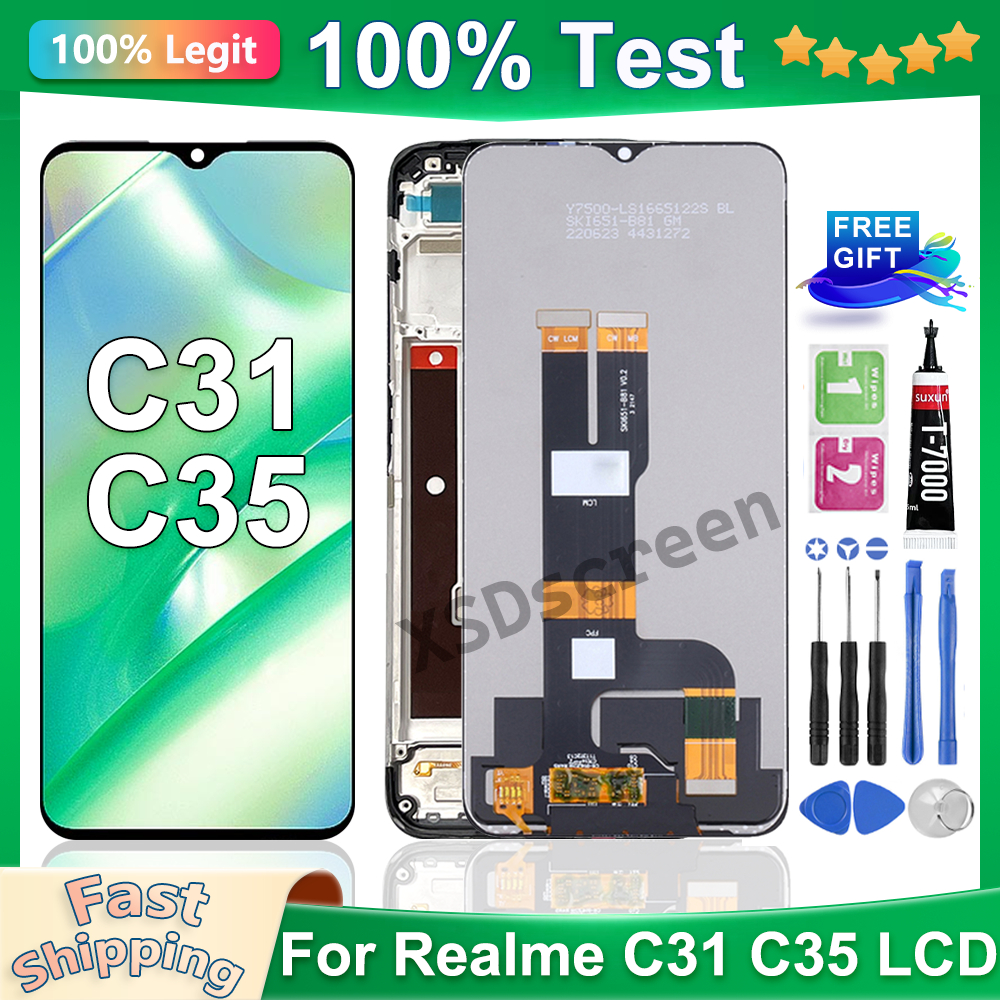 For Realme C31/C35 RMX3501 RMX3511 LCD Dispaly Touch Screen with Frame ...