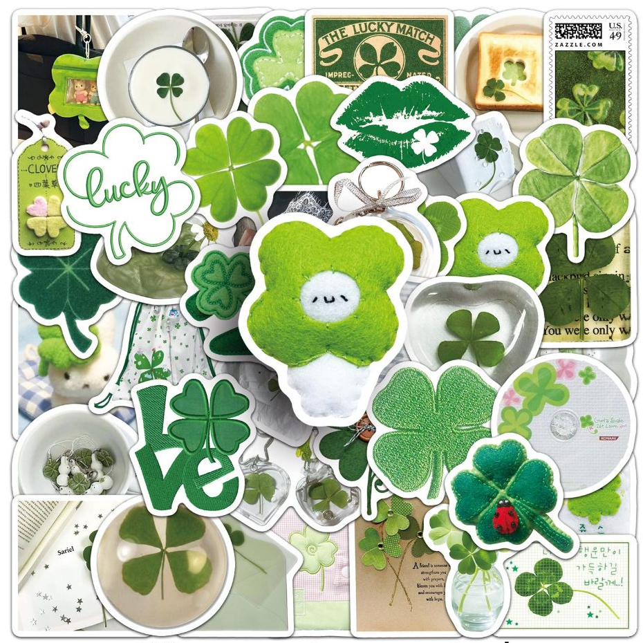 Ins Style 50Piece Lucky Clover Green Journal Stickers For Laptop ...