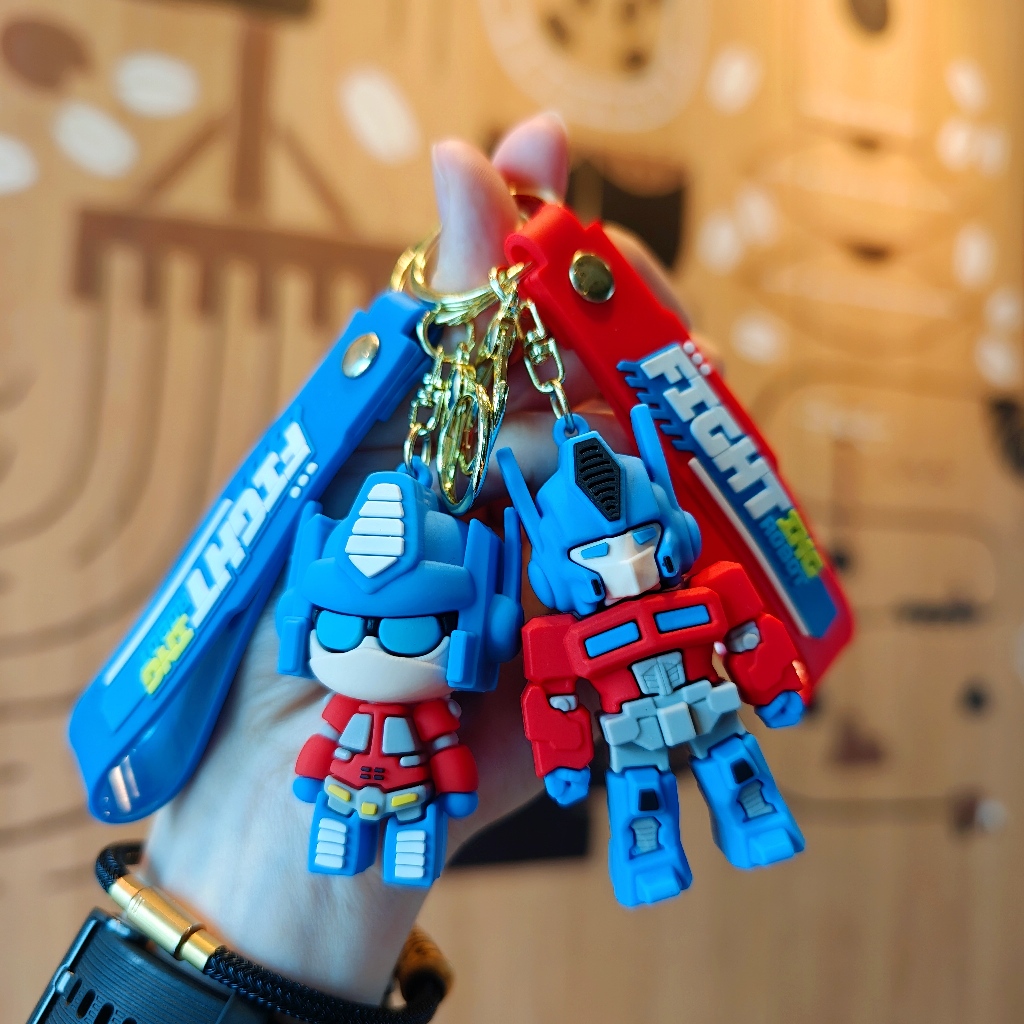 Cartoon Transformers Keychain Optimus Prime Bumblebee Mecha Doll Couple ...
