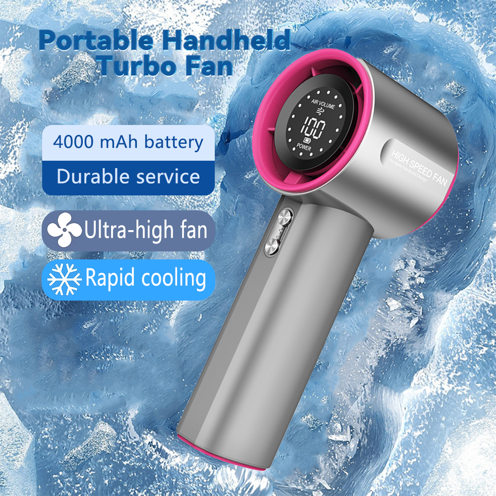 Turbo Handheld Fan 4000 mAh Turbo Mini Fan Rechargeable Handheld ...