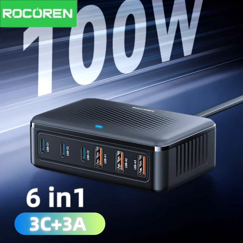 Rocoren Desktop USB Charger Type C 200W Fast Charging Portable Power ...