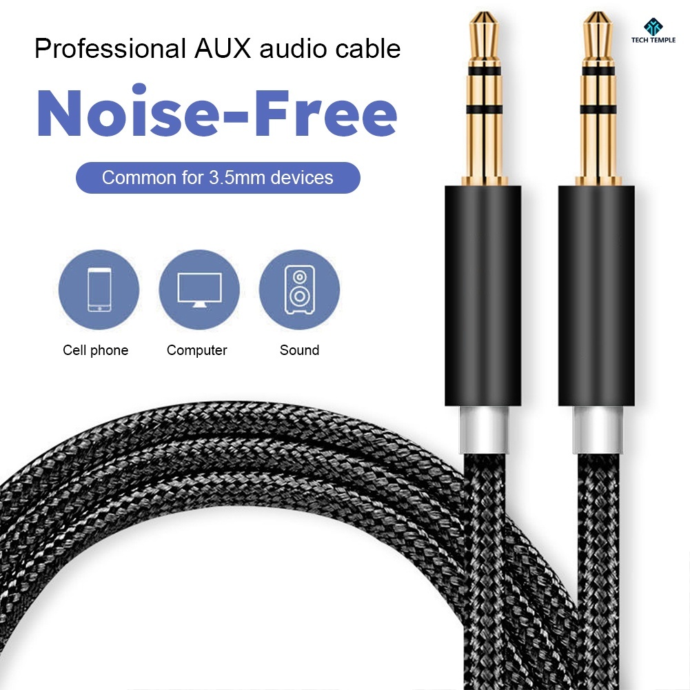 3.5mm Aux Braided Audio Cable 1/2/3Meter Male To Male Speaker Cable ...