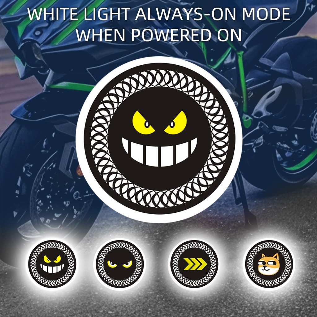 2pcs Motorcycle Tail Light LED Demon Eye Reflective Auxiliary Warning ...