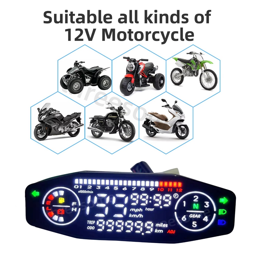 New Universal Motorcycle Speedometer Moto Dashboard Oil Gauge Digital ...