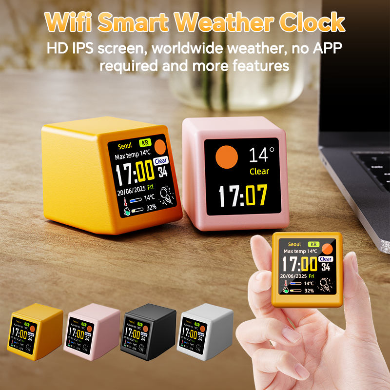 Mini Desktop WIFI Clock Display Weather Time Temperature Animation ...