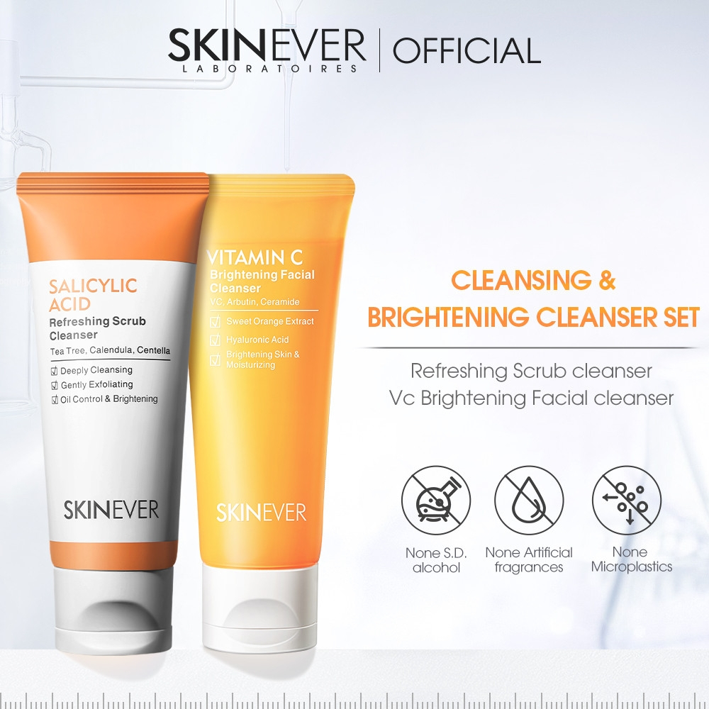 SKINEVER Daily Cleansing Set Salicylic Acid Acne Facial Cleanser ...