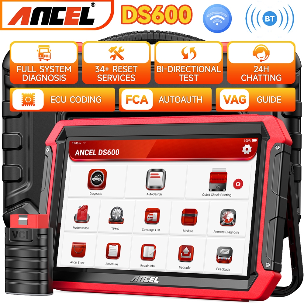 ANCEL DS600 Automotive Bidirectional OBD2 Scanner ECU Coding Bluetooth ...