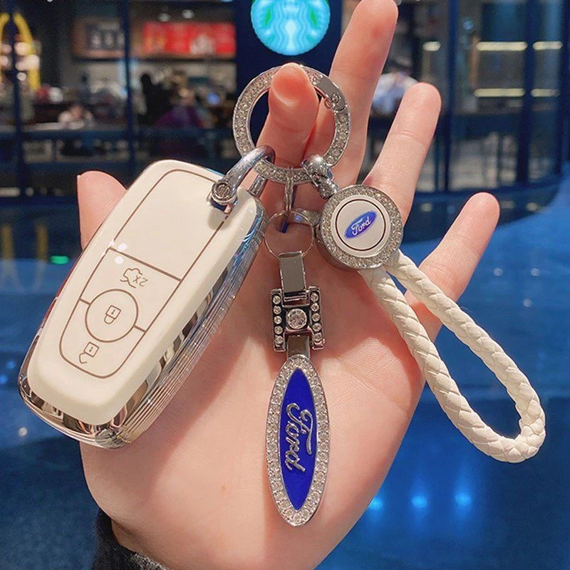 Plasticolor Ford Key Chain - Blue Oval Fob With Strap & Zipper Pull - Licensed Product