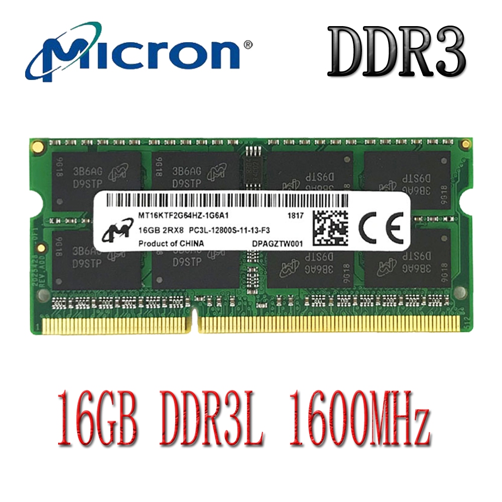 Micron DDR3 RAM 16GB DDR3L 1600MHz PC3L-12800S Laptop Memory 1.35V ...