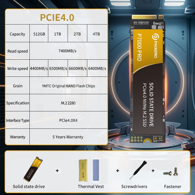 PHIXERO P7000PRO PCIe4.0 M.2 NVME SSD 1TB 2TB Internal Solid State