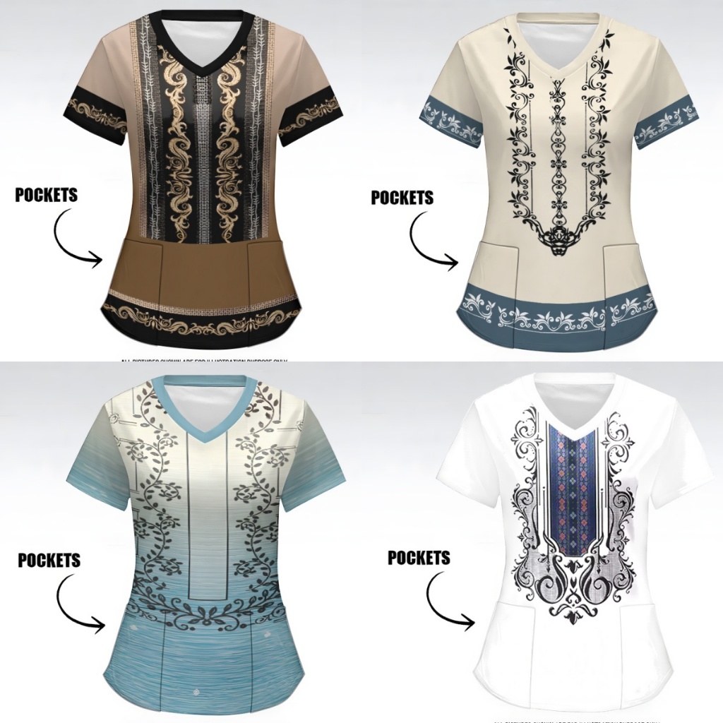 (Double Pocket) Modern Asean Attire For Women Barong Tagalog Ethnic ...