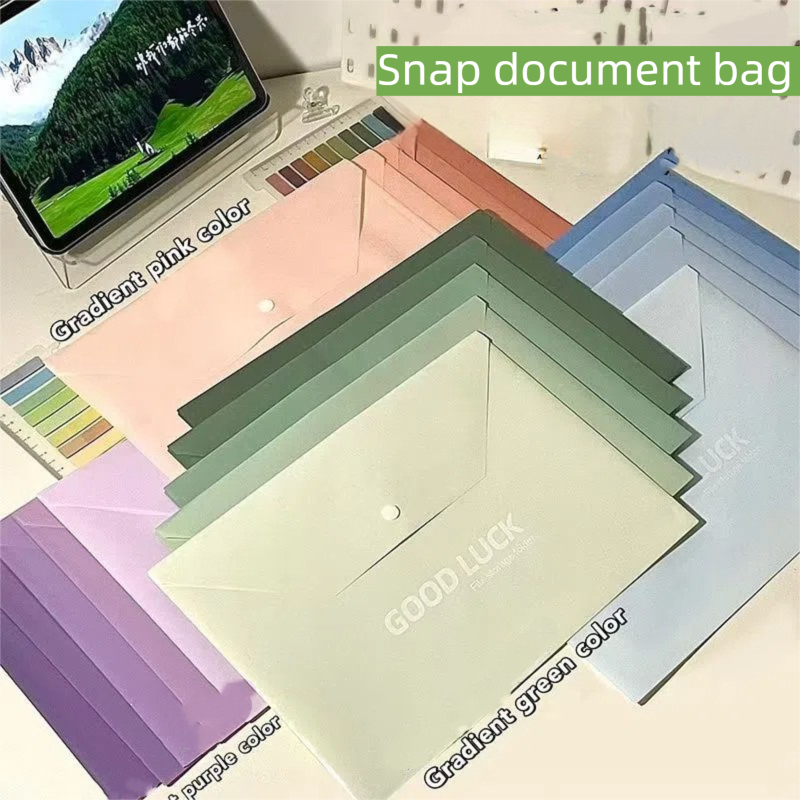 Large Capacity Paper Storage Bag Gradient A4 Thick File Bag With Snap ...