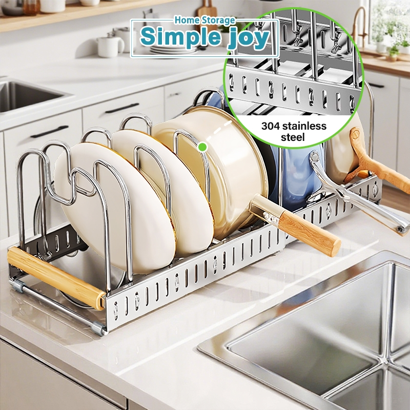 SimpleJoy 304 Pot Lid Holder Storage Expandable Pot Rack/ Pan Rack ...