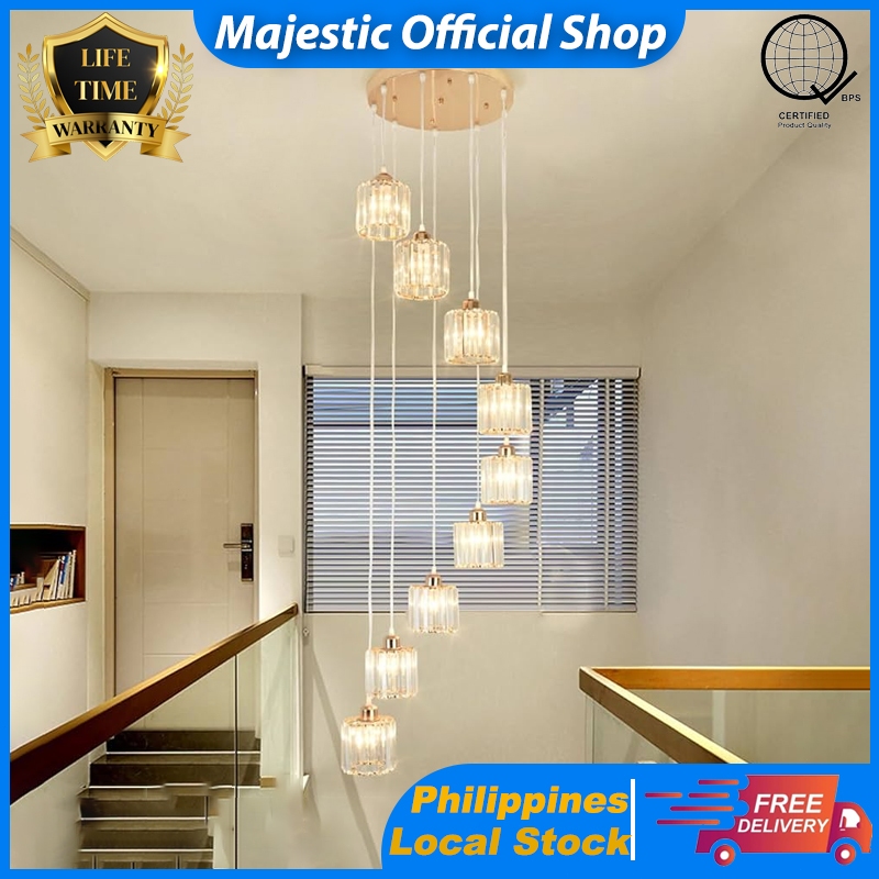 Pendant Light Luxurious Gold Crystal Ceiling Chandelier for Duplex ...