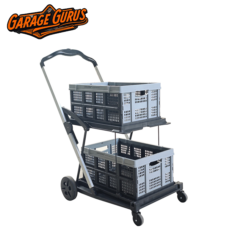 Foldable Shopping Cart Multiple Uses Folding Trolley Two Tier Collapsible Cart | Shopee Philippines