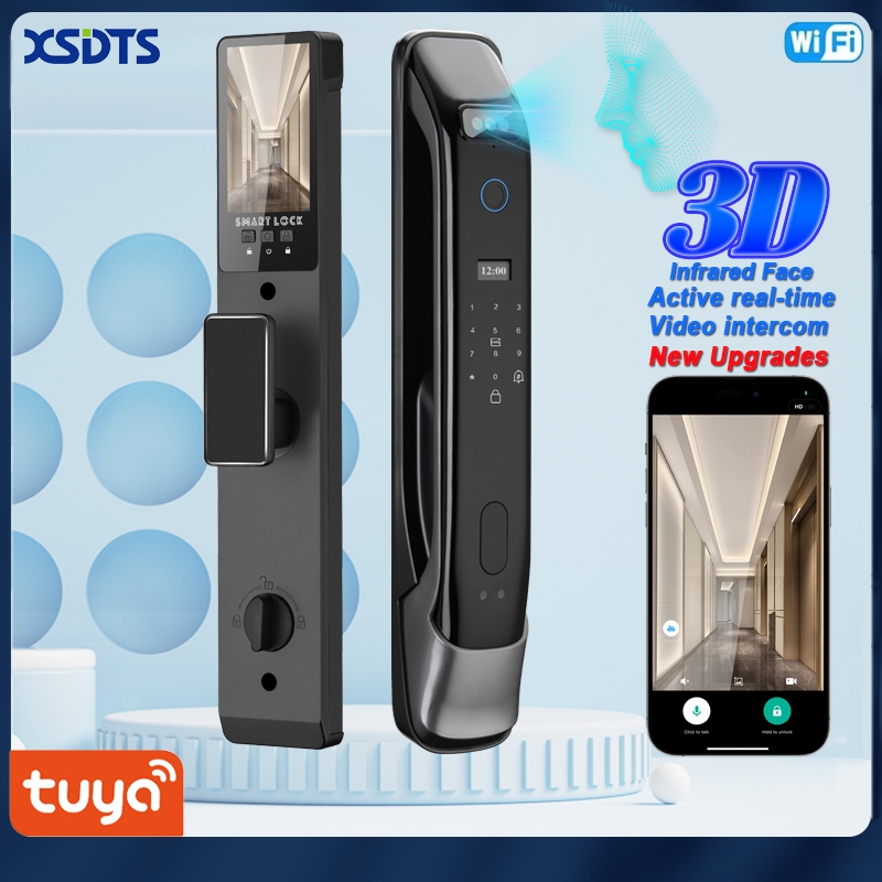 Tuya Smart 3D Face Digital Door Lock Security Camera Monitor ...