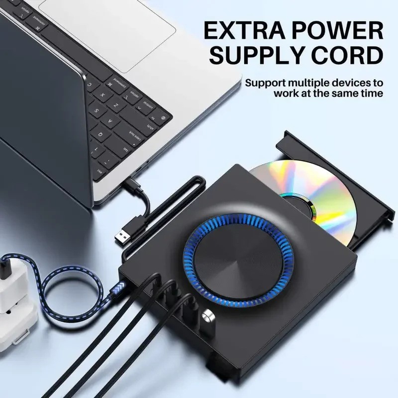 New Dazzling 3 USB 3.0 External CD/DVD Drive for 2024: Type C Portable ...