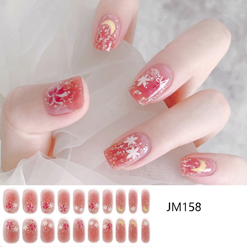 20 Finger uv Nail Stickers Gel Nail Stickers Fenghuaxueyue Semi-Curing ...
