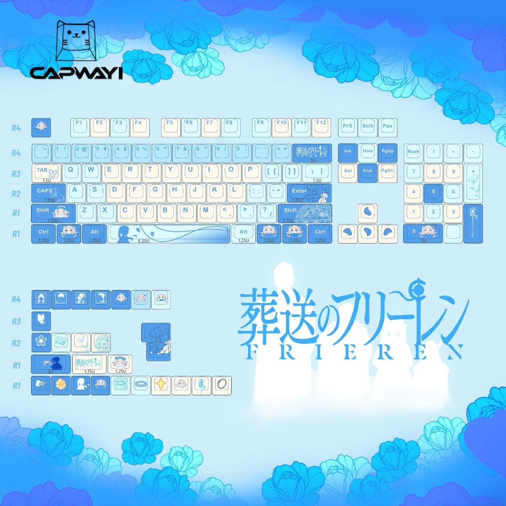 Frieren Funeral Lily Themed 130-Key Full Set Keycaps Custom Mechanical ...