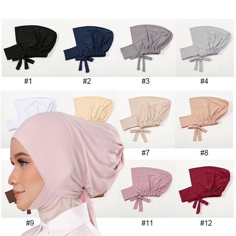 LMLAVEN Elastic Binding Rope Inner Hijab Solid Color Milk Silk Instant ...