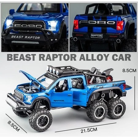 1/28 Ford Raptor F150 off-road vehicle, 6 * 6 alloy ca，Raptor Die Cast ...