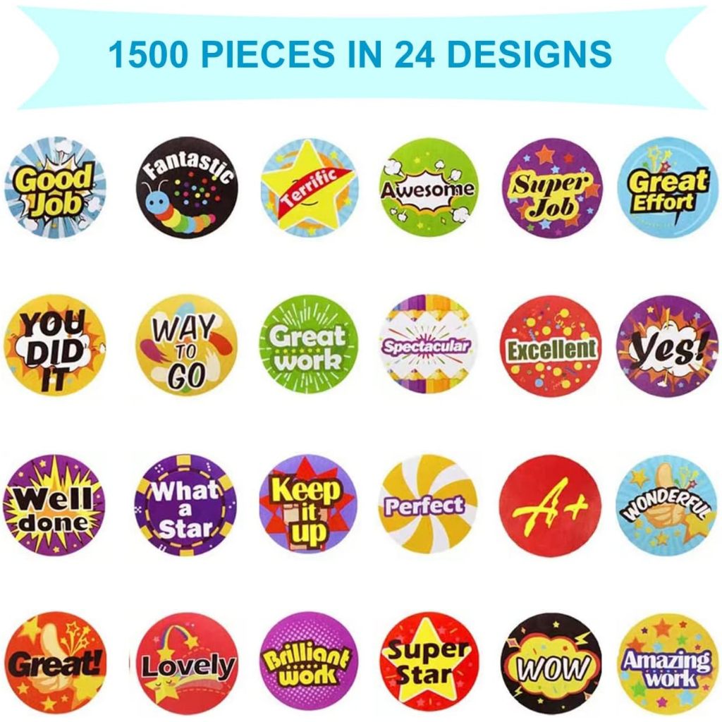 1500 PCS Reward Stickers for Teachers, Soykay 1 inch Encouragement ...
