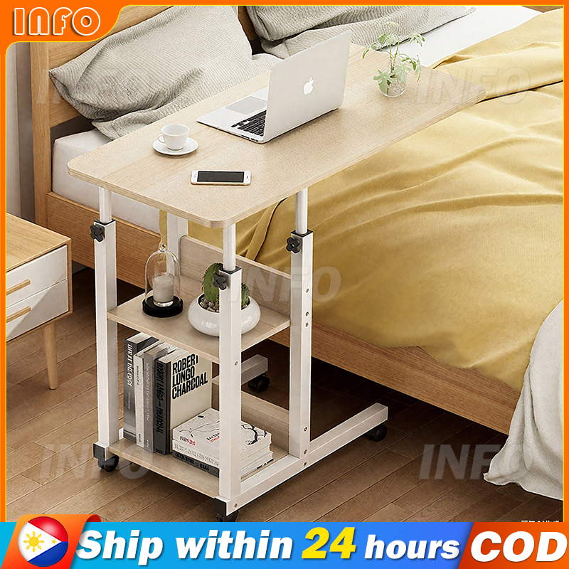 End Table C Shaped Portable Side Table with Universal Wheels Sofa Side ...