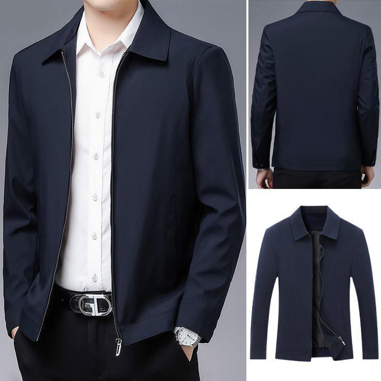 Yy Bomber Jacket for Men with Zipper and Pockets Polo Neck Windbreaker ...