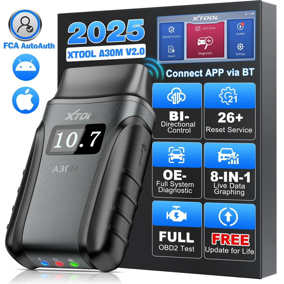 XTOOL A30M A30D Lifetime Free Update Bluetooth Car Diagnostic Scanner ...