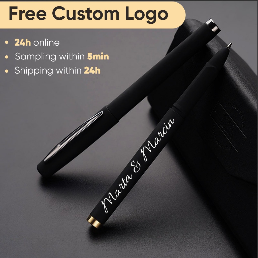 1Pcs Free logo business neutral style custom 0.5mm blue gel pen, black ...