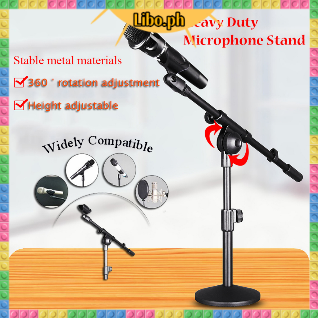 Metal Microphone Table Desk Stand heavy duty 360 adjustable Microphone ...