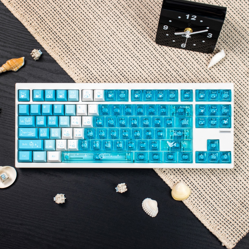 Underwater world Keycap Blue RGB Transparent cute style PC+PBT keycap ...