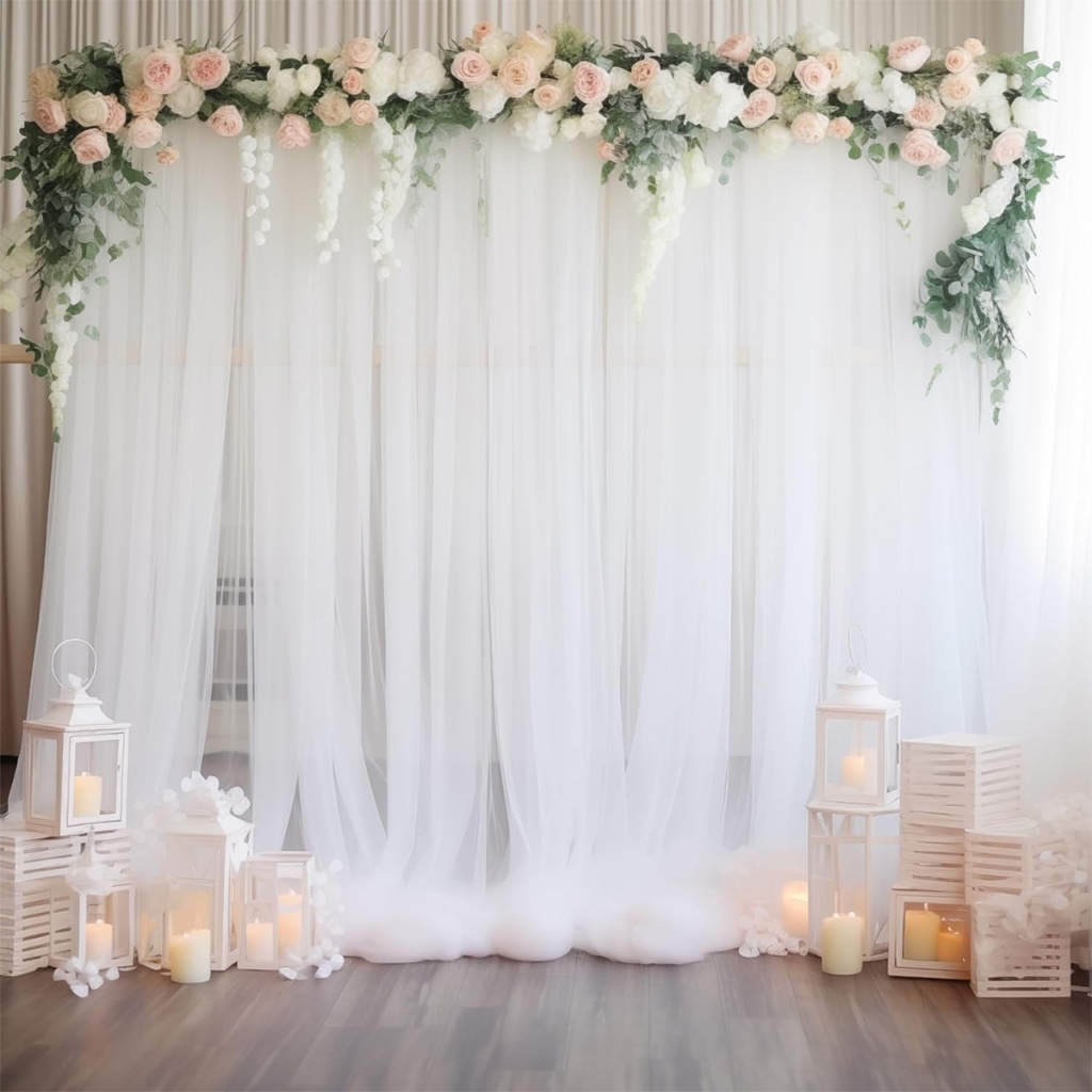 1.6*2/5m Organza Sheer Backdrop Curtain Wedding Birthday Party Decor ...