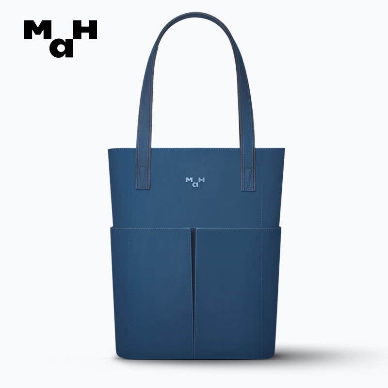 MAH 2812 Line PU Tote Bag with Waterproof Fabric Fashion Laptop Bag 14 Inch