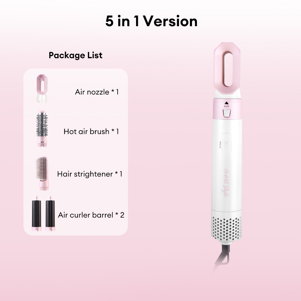 HODEKT 5 In1 Hair Dryer Hair Straightener Multifunctional Hot Air Brush Comb Negative Ion Hair Care
