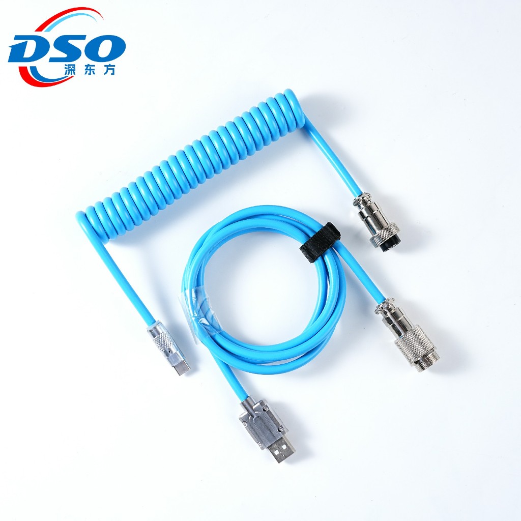 DSO Type C Spring Coiled Cable Mechanical Keyboard USB Charging Double ...