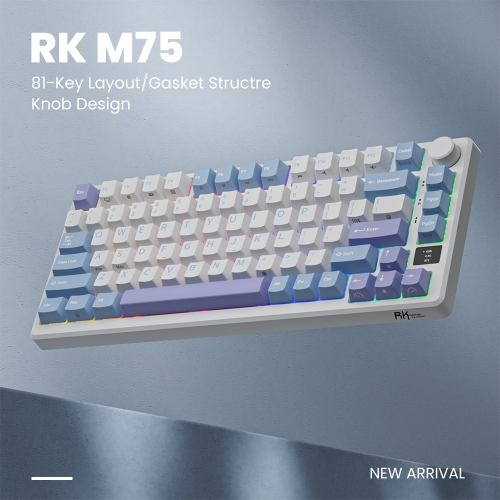 RK Royal Kludge RKM75 Gasket 81 Keys Wireless Mechanical Keyboard ...