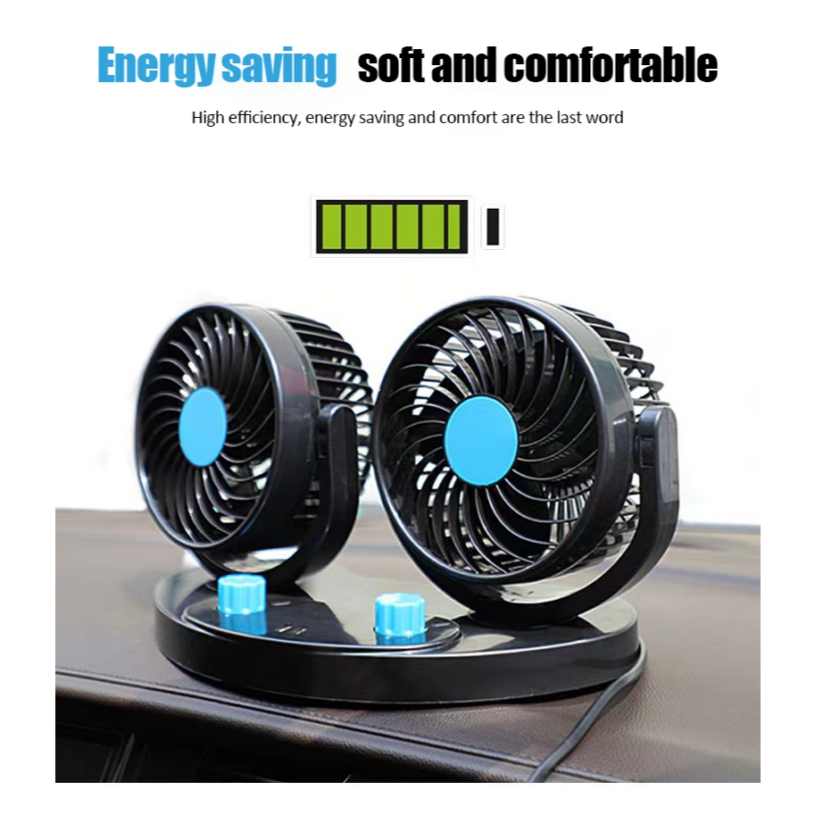 New type in summer 12/24V 360° Rotation Vehicle Fan Dual Head High ...