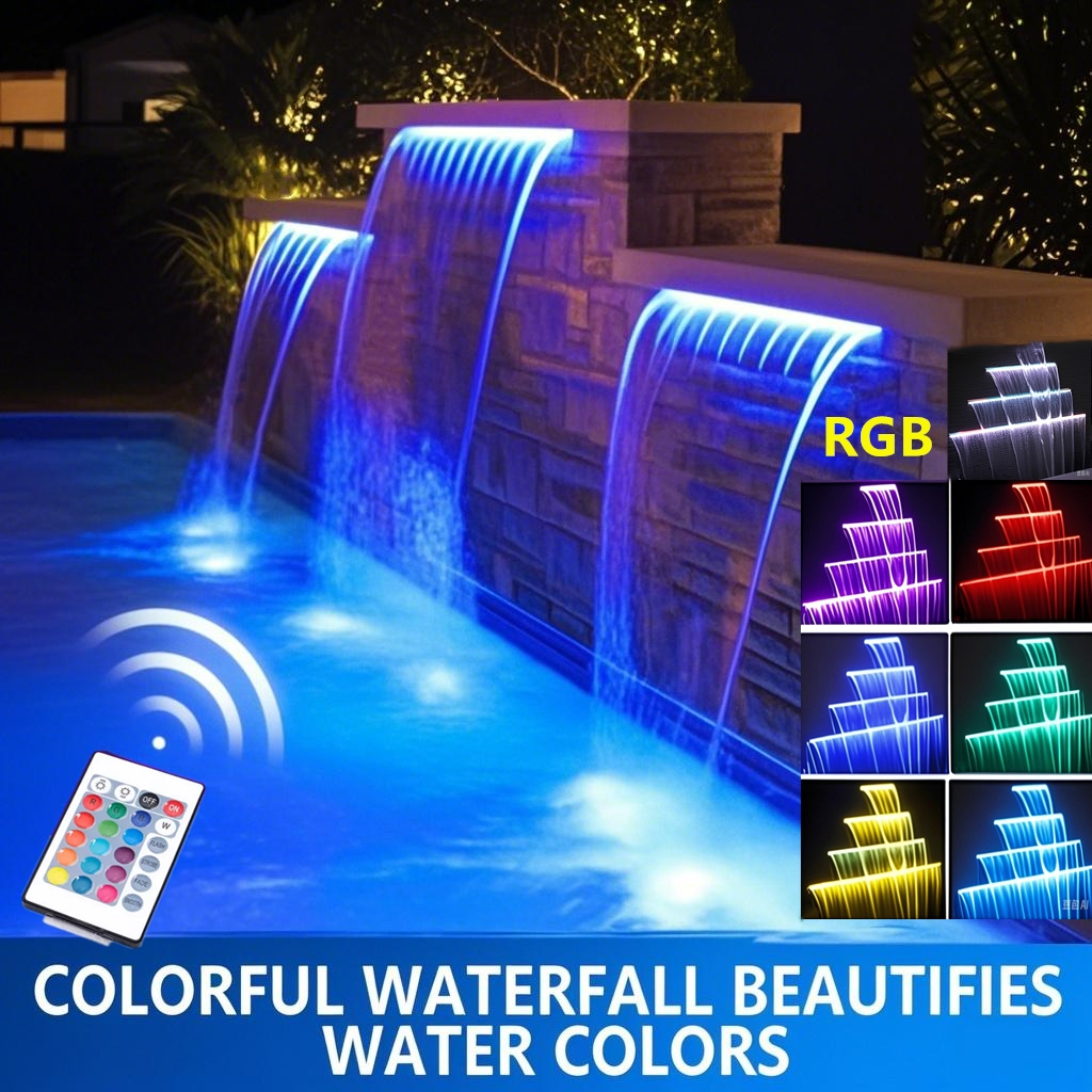 Pool Water Descent Spillway Waterfall Swimming pool garden decor lights ...