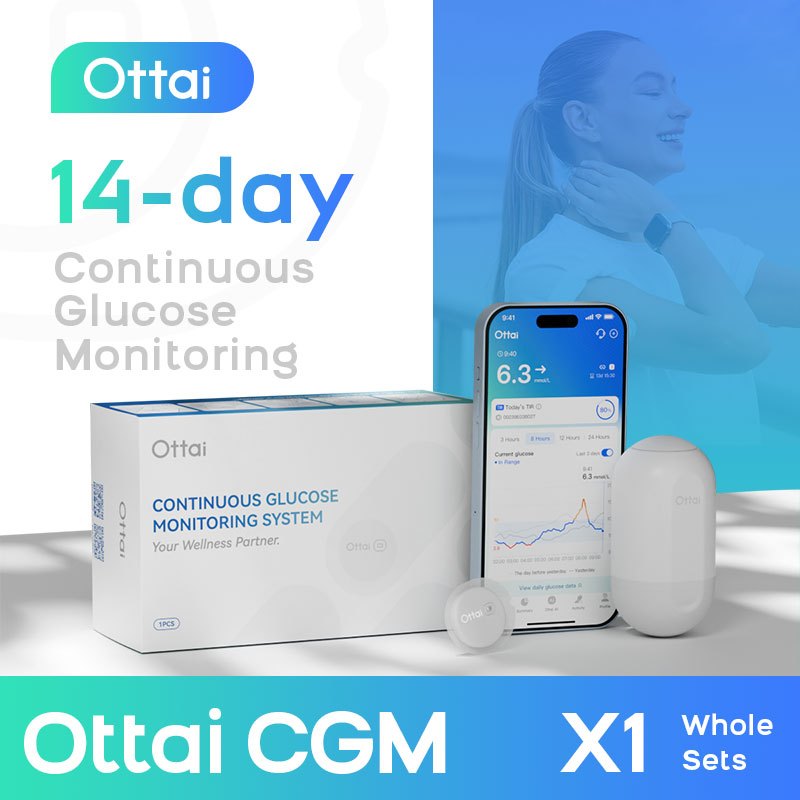 Ottai CGM Continuous Glucose Monitor System 24h Real-time Blood Sugar ...